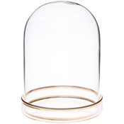 Plymor 3" x 4" Glass Display Dome Cloche with Gold Rim (Gold Rim Glass Tray Base)