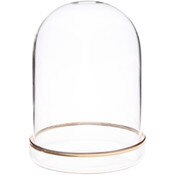 Plymor 3" x 4" Glass Display Dome Cloche (Gold Rim Glass Tray Base)