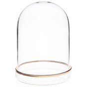 Plymor 3" x 4" Glass Display Dome Cloche (Gold Rim Glass Tray Base)