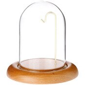 Glass Dome with Oak Base & Brass Wire - 3" x 4"