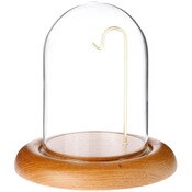 Glass Dome with Oak Base & Brass Wire - 3" x 4"