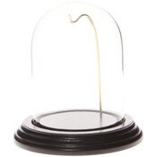 Glass Dome with Black Wood Veneer Base & Gold Wire - 3" x 4"