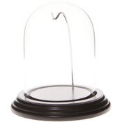 Glass Dome with Black Wood Veneer Base & Silver Wire - 3" x 4"