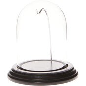 Glass Dome with Black Wood Veneer Base & Silver Wire - 3" x 4"