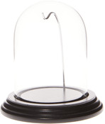Glass Dome with Black Wood Veneer Base & Silver Wire - 3" x 4"