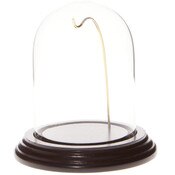 Glass Dome with Dark Mahogany Veneer Base & Gold Wire - 3" x 4"