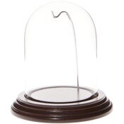 Glass Dome with Dark Mahogany Veneer Base & Silver Wire - 3" x 4"