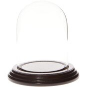 Glass Dome with Dark Mahogany Veneer Base - 3" x 4"