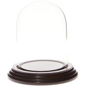 Glass Dome with Dark Mahogany Veneer Base - 3" x 4"