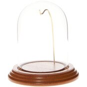 Glass Dome with Oak Veneer Base & Gold Wire - 3" x 4"