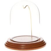 Glass Dome with Oak Veneer Base & Gold Wire - 3" x 4"