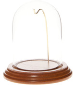 Glass Dome with Oak Veneer Base & Gold Wire - 3" x 4"