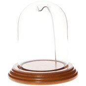 Glass Dome with Oak Veneer Base & Silver Wire - 3" x 4"