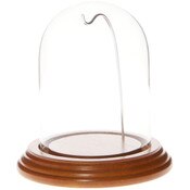 Glass Dome with Oak Veneer Base & Silver Wire - 3" x 4"