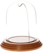 Glass Dome with Oak Veneer Base & Silver Wire - 3" x 4"