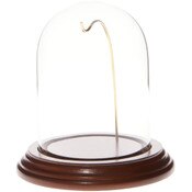 Glass Dome with Walnut Veneer Base & Gold Wire - 3" x 4"