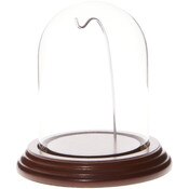 Glass Dome with Walnut Veneer Base & Silver Wire - 3" x 4"