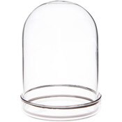 Plymor 3" x 4" Glass Display Dome Cloche with Silver Rim (Silver Rim Glass Tray Base)