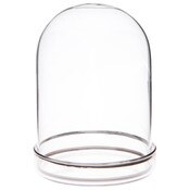 Plymor 3" x 4" Glass Display Dome Cloche with Silver Rim (Silver Rim Glass Tray Base)