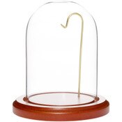 Glass Dome with Walnut MDF Base & Brass Wire - 3" x 4"