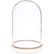 Plymor 3" x 5" Glass Display Dome Cloche (Gold Rim Glass Tray Base)