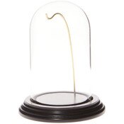 Glass Dome with Black Wood Veneer Base & Gold Wire - 3" x 5"