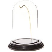 Glass Dome with Black Wood Veneer Base & Gold Wire - 3" x 5"