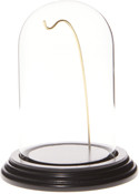 Glass Dome with Black Wood Veneer Base & Gold Wire - 3" x 5"