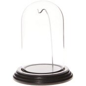 Glass Dome with Black Wood Veneer Base & Silver Wire - 3" x 5"