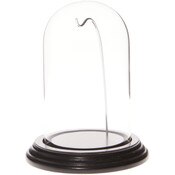 Glass Dome with Black Wood Veneer Base & Silver Wire - 3" x 5"