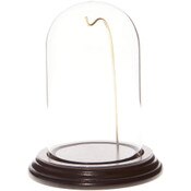 Glass Dome with Dark Mahogany Veneer Base & Gold Wire - 3" x 5"
