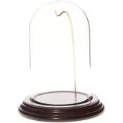 Glass Dome with Dark Mahogany Veneer Base & Gold Wire - 3" x 5"