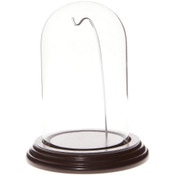 Glass Dome with Dark Mahogany Veneer Base & Silver Wire - 3" x 5"