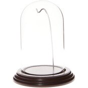 Glass Dome with Dark Mahogany Veneer Base & Silver Wire - 3" x 5"