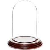 Glass Dome with Dark Mahogany Veneer Base - 3" x 5"