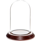 Glass Dome with Dark Mahogany Veneer Base - 3" x 5"
