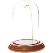Glass Dome with Oak Veneer Base & Gold Wire - 3" x 5"