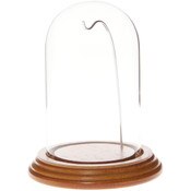 Glass Dome with Oak Veneer Base & Silver Wire - 3" x 5"