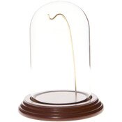 Glass Dome with Walnut Veneer Base & Gold Wire - 3" x 5"