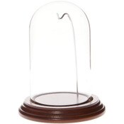 Glass Dome with Walnut Veneer Base & Silver Wire - 3" x 5"