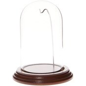 Glass Dome with Walnut Veneer Base & Silver Wire - 3" x 5"