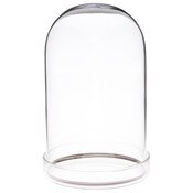 Plymor 3" x 5" Glass Display Dome Cloche with Silver Rim (Clear Glass Tray Base)