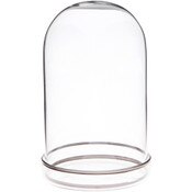 Plymor 3" x 5" Glass Display Dome Cloche with Silver Rim (Silver Rim Glass Tray Base)