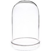 Plymor 3" x 5" Glass Display Dome Cloche (Silver Rim Glass Tray Base)