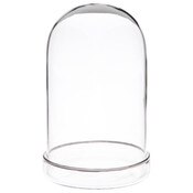 Plymor 3" x 5" Glass Display Dome Cloche (Silver Rim Glass Tray Base)