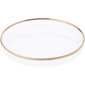 Plymor 4.5" x 4.5" Round Glass Display Tray (Gold Rim)