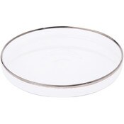 Plymor 4.5" x 4.5" Round Glass Display Tray (Silver Rim)