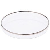 Plymor 4.5" x 4.5" Round Glass Display Tray (Silver Rim)