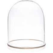 Plymor 4.5" x 6" Glass Display Dome Cloche (Gold Rim Glass Tray Base)