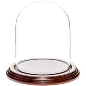 Glass Dome with Dark Mahogany Veneer Base - 4.5" x 6"